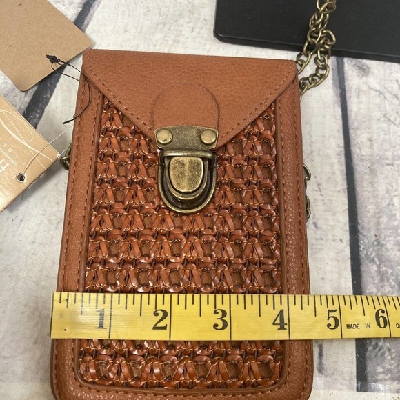 Francesca's Collection‎ Snap Flap Leather Cell Bag Brown Shoulder Bag New - Picture 11 of 13